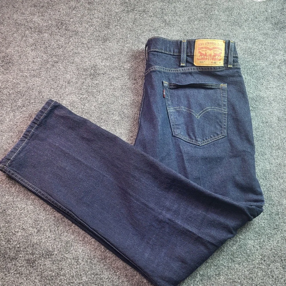 Levis 511‎ Mens Slim Fit Dark Wash Indigo Denim Jeans W42 L30